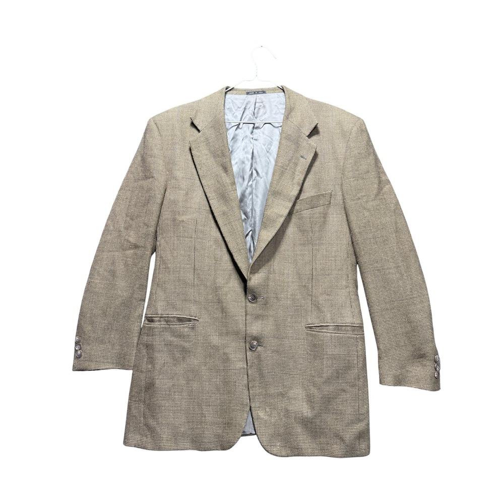 Joseph Abboud Sport Coat Mens 40 Brown Lambswool Houndstooth Blazer